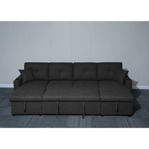 Canapé-<span class=keywords><strong>lit</strong></span> modulable moderne en forme de L avec plusieurs compartiments de <span class=keywords><strong>rangement</strong></span> Canapé d'angle gris foncé pour le salon - Product Image 3