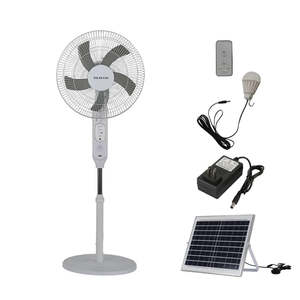 Ventilador Solar de 16 Pulgadas y 20W con Luz, Control Remoto y Carga por Panel Solar, Color Blanco - Product Image 1