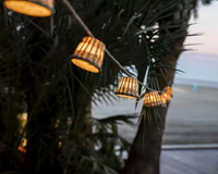 Ventilateurs d'art en bambou en gros d'usine, guirlandes lumineuses LED IP68, portables pour jardin, artisanat de tissage DIY, décoratifs, populaires sur internet, petits