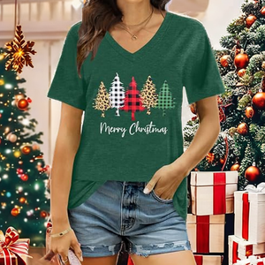 Cute <strong>Christmas</strong> <strong>T</strong>-<strong>Shirt</strong> <strong>for</strong> <strong>Women</strong> Merry <strong>Christmas</strong> V-Neck Short Sleeve <strong>T</strong>-<strong>Shirt</strong> - Product Image 2
