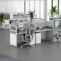 Poste de travail de bureau commercial moderne en bois massif et MDF avec cloison de séparation – Rangement multifonctionnel, design modulaire écologique