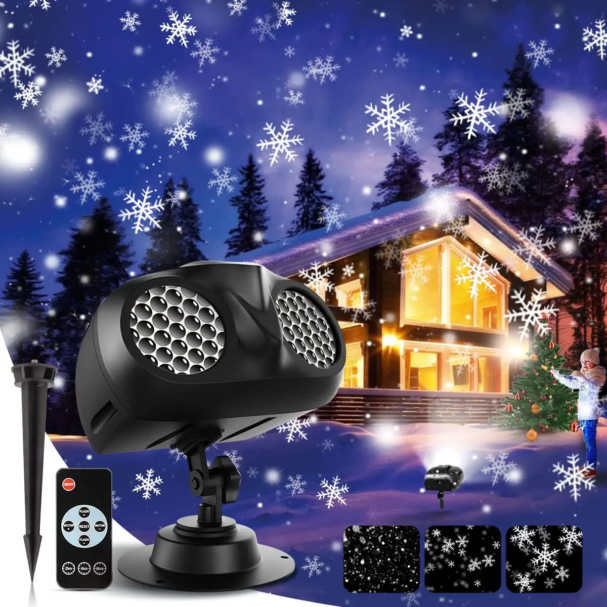 UK in Stock!! IP65 Projection Snowflakes Lamp Snow Light Christmas Projector Lights Remote Control Holiday Decoration