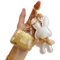 Porte-clés Lapin en Cuir Adorables, Mini Breloques Dorées, Pendentifs Lapin Multicolores pour Sac et Clés, Cadeau de Luxe en Gros