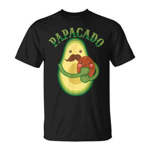 Papacado <b>Vegan</b> Dad Avocado Lovers <b>T</b>-<b>Shirt</b> For Father's Day Short Sleeve Cotton Unisex Crew Neck Eco-Friendly Digital Printing - Product Image 1