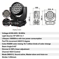 AOPU Martin MAC Aura 19x15W RGBW 4 en 1 LED Wash Zoom Moving Head Light, Luces de Escenario para DJ y Conciertos