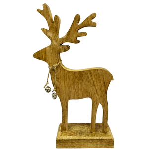 Handmade Wooden <b>Reindeer</b> Figure Rustic <b>Christmas</b> <b>Decor</b> Animal Sculpture Tabletop Display Living Room Decoration 1PC - Product Image 1