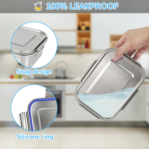 صندوق بينطو من الفولاذ المقاوم للصدأ مقاوم للتسرب مع مقسم قابل للإزالة حاوية طعام آمنة للميكروويف للسفر المكتبي للبالغين - Product Image 2