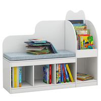 WDF-Armario de Madera Moderno para Almacenamiento de Juguetes, Estante de Exhibición de Libros, Estantería para Niños, Muebles de Sala de Estar, con Cojín de Asiento