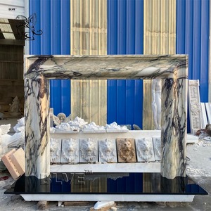 Caminetto in Marmo Bianco Naturale Intagliato <span class=keywords><strong>a</strong></span> Mano in Stile Francese di Lusso per Decorazione d'Interni di Ville e Residenze di Prestigio BLVE - Product Image 6