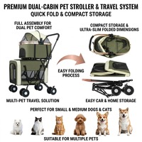 Poussette pliable robuste à double étage pour animaux de compagnie, avec maille respirante et cadre en acier, pour chiens et chats multiples, idéale pour les voyages en extérieur