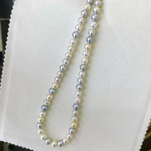 Collar de Perlas de Agua Dulce Akoya Redondas de 6-8 mm, Color Caramelo Mixto, Cadena Larga, Rechazo de Revisión, Tonos de Color Único - Product Image 1