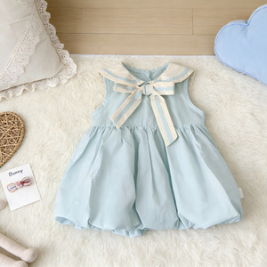 blue dress for baby girl Kattie Puff Sleeve Bubble Hem Mini Dress main image 1