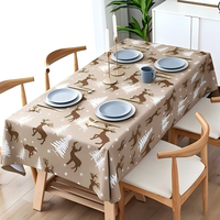 Nappe de Noël vintage imprimée Père Noël, nappe de table en lin texturé, nappe de fête personnalisée OEM