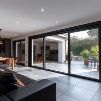 Portes coulissantes modernes en aluminium double vitrage personnalisables de haute qualité, insonorisées et résistantes à l'eau pour chambre et salon