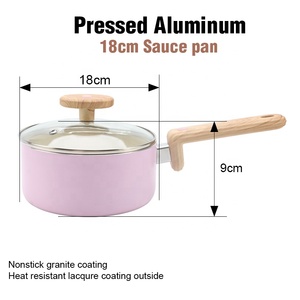 Sartén de aluminio antiadherente con revestimiento de granito de 18 cm, nueva, al por mayor, con mango de madera, apta <span class=keywords><strong>para</strong></span> inducción - Product Image 4