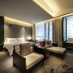 Usine de meubles sur mesure OEM ODM : Ensemble complet de chambre king-size pour hôtel, lit en bois avec tête de lit en placage et table de chevet, pour projets hôteliers 5 étoiles - Product Image 2