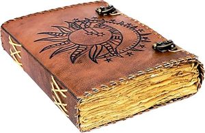 Carnet en cuir brun rustique avec bordure festonnée, pages de journal faites à la main, carnet de croquis vintage pour le dessin, la calligraphie et l'écriture - Product Image 6