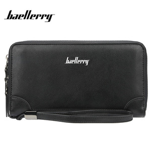 Baellerry <b>Men's</b> Long <b>Wallet</b> Pu Leather Double Zipper Large Capacity Business Clutch Bag Coffee Color - Product Image 5