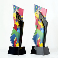 Trophées en cristal avec base noire, impression couleur intégrale, modèle MH-J0325