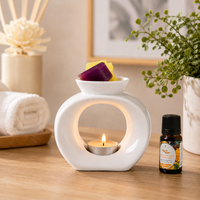 Pembakar Lilin Keramik Putih Nordik, Pembakar Minyak Esensial, Diffuser Aroma Lilin Teh, Penghangat Aroma, Dekorasi Rumah, Hadiah OEM