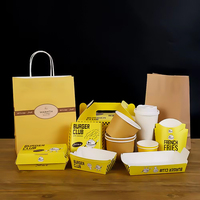 Caja de Embalaje de Papel Negro de Lujo para Alimentos Desechables, Caja para Comida Rápida, Pollo Frito, Hamburguesas y Papas Fritas