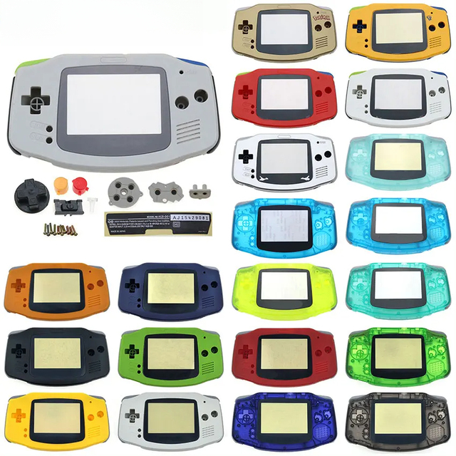Luminous Clear Housing Shell Cover for Game Boy Advance W/ Screen Lens Buttons Sticker GBA Console Protective Case