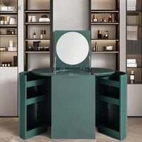 Modern Sleek Oval Dressing Table with Ample Storage Wood Material Standing Mirror Bedroom Hotel School Hall Hospital Home Use