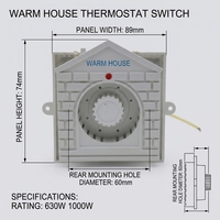 Interrupteur de contrôle de température pour armoire en forme de maison, thermostat, minuterie, 630W, 1000W, panneau 89mm x 74mm