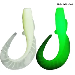 Cebo grande de gusano de cola rizada en forma de abanico de 11cm y 13G, gusano de PVC suave para pesca de lubina Bluegill - Product Image 4
