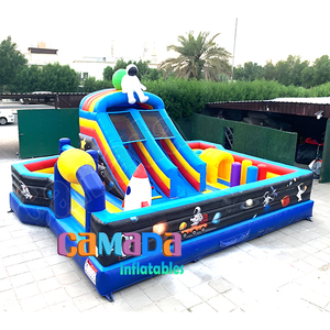 Château gonflable avec toboggan, jeux gonflables, château gonflable avec toboggan, parcours d'obstacles et mur d'escalade pour enfants et adultes - Product Image 3