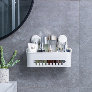 Suction Cup Shower Caddy Multifunctional No Drill Bathroom Wall Mounted Vacuum Suction Cup Organizer Basket Hanging Storage Shelf Shower Caddy