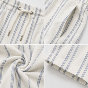 Custom Linen Blend Shorts Men Striped Resort Wear Coastal Lifestyle Summer Shorts Private Label OEM ODM Manufacturer - Product Image 2