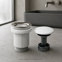 Vanne de vidange en céramique antibactérienne à clic-clac pour lavabo d'hôtel, salle de bain, vestiaire et meuble-lavabo
