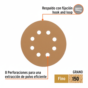 Paquete De 5 Unidades Con 5 discoteche De Lijado 5 'Grano 150 8 dischi Perforaciones Caja De levigatura - Product Image 1