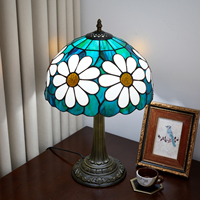   Lampe de table en verre teinté, 12 pouces de large, style marguerite, pour salon, chambre, dortoir, cuisine, décoration de la maison, cadeau de festival