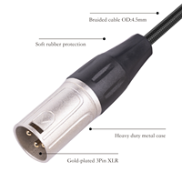 6.35mm TRS Female XLR Male Balanced Audio Adapter Cable 0.3m Connector Shielded Microphone Cord Mixer Amplifier Speaker Nylon