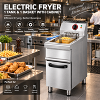 Friteuse électrique professionnelle 1 cuve 1 panier avec armoire en acier inoxydable robuste pour restaurant et cuisine