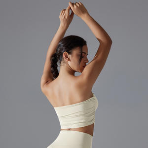 Couleur unie Yoga Top Tube Plissé Conception Respirant Slim Fit Antidérapant Courir Sous-Vêtements De Sport Vêtements De Fitness - Product Image 3