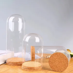 Dome Cloche Cover Glass Bottles Jars with Cork Stoppers Glass Cloche Bell Jar Display Dome for Home Office Wedding Decor