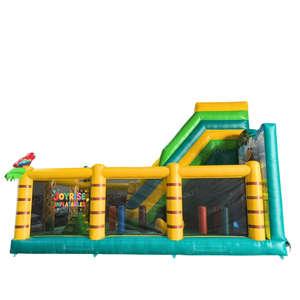 Parc de jeux gonflable sur le thème de la jungle avec château gonflable, toboggan et animaux - Product Image 3