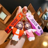 Porte-clés Jésus en PVC, figurine de Jésus, geste de bénédiction, porte-clés chrétien, cadeaux de Pâques, de Noël, d'église pour les Chrétiens