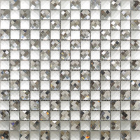 Mosaico de cristal con cara de diamante, mosaico de espejo plateado para la decoración de la barra, pared de fondo con respaldo adhesivo