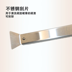 Cepillo de limpieza multifuncional con cabezal de cepillo de alambre, mango largo, fácil de limpiar, orificio para colgar, práctico para uso en la cocina - Product Image 2