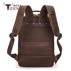 Tiding Retro Crazy Horse Leather <b>Backpack</b> For Men Large Capacity <b>With</b> Laptop <b>Compartment</b> Outdoor Travel <b>Backpack</b> - Product Image 2