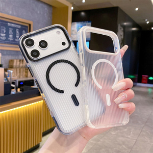 Coque de téléphone magnétique transparente antichoc à rayures ondulées pour iPhone 17 16 15 Pro Max - Product Image 3