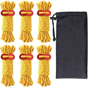 Venda quente Ao Ar Livre 3mm Dia 4m 6packs Em Um Saco Camping Toldo Guyline Trança Corda Parachute Cord