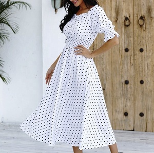 TongRui 2023 abito estivo all'ingrosso abito longuette bianco manica <span class=keywords><strong>principessa</strong></span> elastico in vita vestito da <span class=keywords><strong>donna</strong></span> sciolto - Product Image 5