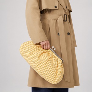 Bolso de Mano Tipo Clutch con Pliegues y Cierre de Broche, Diseño <span class=keywords><strong>Vichy</strong></span>, Gran Capacidad, para Llevar Bajo el Brazo o al Hombro, Correa Desmontable, OEM, ODM, Venta al Por Mayor - Product Image 5