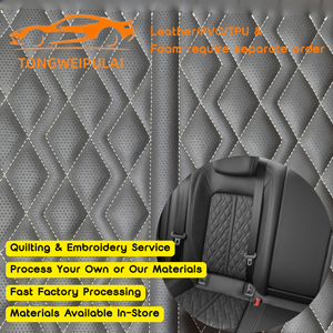 Nouveau design de couture en cuir PU matelassé avec mousse amovible de 6 mm |   Tapis de voiture 5D imperméable personnalisé, housse de siège en <span class=keywords><strong>tissu</strong></span>, mobilier d'extérieur - Product Image 1