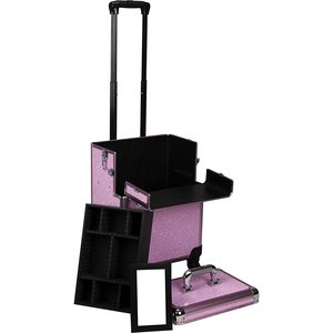 Estuche 4 en 1 con estructura de aluminio para maquillaje, carrito con 4 ruedas y 2 llaves - Product Image 1